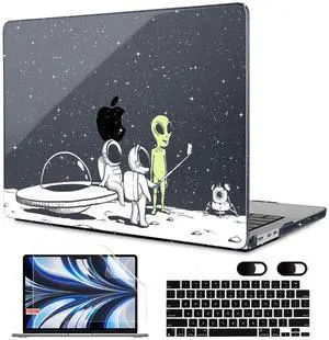 MEEgoodo Case for M4/M3/M2 MacBook Air 13.6 inch Case 2025 2024 2022, Fit Model A3240/A3113/A2681, Laptop Hard Shell with Keyboard Cover Compatible with MacBook Air 13 inch, Astronauts & Alien