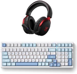 MCHOSE V9 Wireless Gaming Headset, G98 PRO Wireless Mechanical Keyboard, 7.1 Surround Sound, Noise Canceling Mic, Tri-Mode Connection, Hot Swappable Custom Gasket Structure