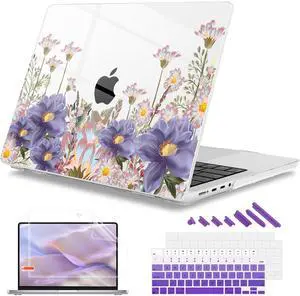 Mektron Case for 2024 MacBook Pro 16" M4 A3403 A3186 Fits M3 A2991 M2 A2780 M1 A2485 (2021/2033) Pro/Max Chips with Touch ID, Hard Shell Plastic Laptop Cover Keyboard Cover, Floral C146