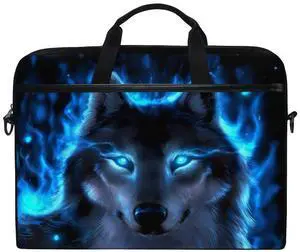 ALAZA Cool Midnight Wolf Animal 15 inch Laptop Case Shoulder Bag Crossbody Briefcase Messenger Sleeve for Women Men Girls Boys with Shoulder Strap Handle, for Her Him