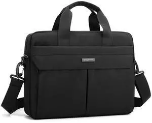 Laptop Bag 14 Inch Briefcase for Men Women Waterproof Nylon Lightweight Compact, Shoulder Messenger Handbag for Business Office Work Travel College Black