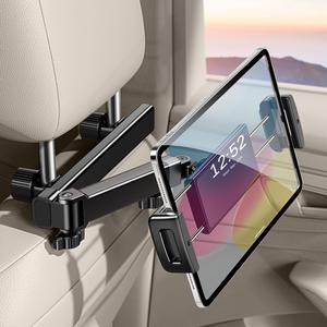 OATSBASF Car Tablet Headrest Holder - Stretchable Mount Backseat Fit iPad Mount Super Stable for Kids & Thick Cases - Road Trip Essentials Fit 4-12.9" Devices