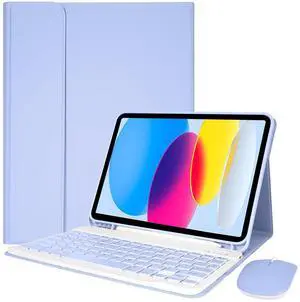 Nsyee Keyboard Case for iPad 10th Generation 10.9 inch 2022 & iPad 11th Generation 11 inch 2025, Detachable Bluetooth Keyboard Case with Wireless Keyboard and Mouse for ipad 10th/11th Gen