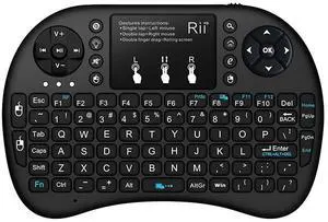 (Upgraded)Rii 2.4GHz Mini Wireless Keyboard with Touchpad,QWERTY,LED Backlit,Portable Keyboard for laptop/PC/Tablets/Windows/Mac/TV/Xbox/PS3/Raspberry Pi .(i8+ Black)