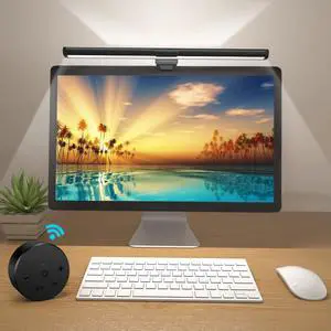 OOWOLF Monitor Light Bar with Remote, Computer Monitor Lamp for Eye Caring, USB Reading LED Task Lamp with Dimming, Dimmable Light Bar with Backlight, No Glare Space Saving Home Office Desk Lamps