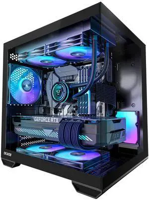 Okinos MATX PC Case, Top 240mm Radiator Support, 5 PCIe Slots for Max GPU Cooling, Extra Space for 160mm PSU & Easy Cable Management, 3×120mm ARGB Fan with Controller (Non-PWM), Type-C, Mirage 4 Black