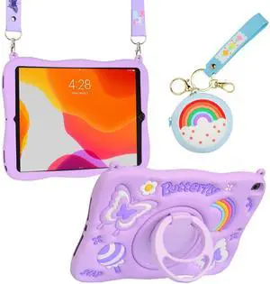 Paorixln for iPad 9th Generation Case for Kids Butterfly (Purple)