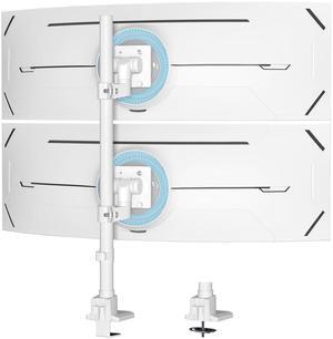 Dual Monitor-Arm Heavy Duty Ultrawide - 24-57 inch Vertical Dual Monitor Mount, Adjustable Stacked Double Monitor Desk Mount Stand, Max Load 59.4 lbs (per Screen), VESA 75/100 mm, White