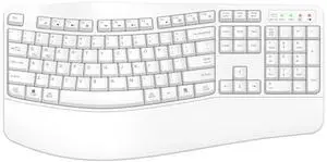 QUASIO Ergonomic Wireless Keyboard with Wrist Rest, Wave Keys, Comfortable Natural Typing, 2.4GHz Full Size Ergo Wireless Computer Keyboard for Multi-OS, Windows, Mac OS Laptop/PC/Notebook (White)