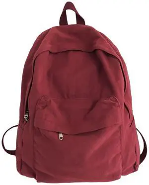 RRRWEI vintage canvas backpack for women men travel backpack solid color simple backpack laptop backpack rucksack (red)