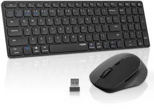RAPOO Multi Device Bluetooth 2.4G Wireless Keyboard and Mouse Combo for Mac OS, Rechargeable Slim Silent Keyboards 1600 DPI Mouse for Laptop/MacBook Pro/Air, iMac, iPhone, iPad Pro/Air/Mini