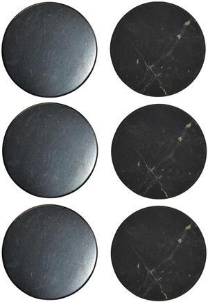 Shungite World 6 pcs Shungite Stickers Set Round 50 mm Polished and Unpolished (3 of Each) for Cell Phone Case Tablet Laptop Computer - Energy Shungite Stones Protection Plate with Carbon Fullerenes