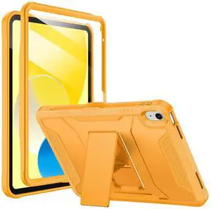 Soke Case for iPad (A16) 11th Generation 11-inch 2025, iPad 10th Generation 10.9-inch 2022, with Built-in Screen Protector and Kickstand, Rugged Full Body Protective Cover - Citrus
