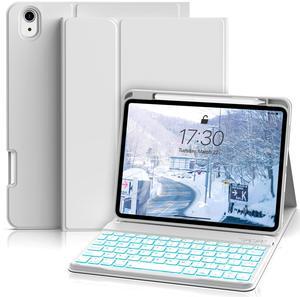 SQBEBS Case with Keyboard for iPad (A16) 11th / 10th Generation 11 inch 2025/10.9 inch 2022, 7 Colors Backlit Detachable Keyboard, Stand Folio Keyboard Cover with Pencil Holder, Gray