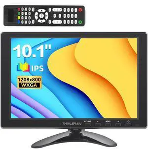 Thinlerain 10.1 inch Monitor, 1280x800 IPS Small Monitor HDMI Display with HDMI VGA AV BNC USB Intput for Computer Raspberry Pi Screen, Built-in Speakers, VESA, Remote Control
