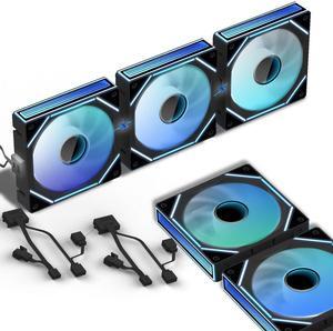 Daisy Chain Case Fan:5 Pack 120mm PC RGB Fans Computer Case Fans, 5V 3-PIN Connector Daisy Chain PWM Cooling Fan,Forward Fan