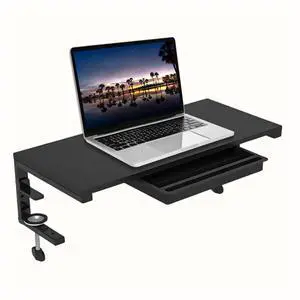 ThriveHive Clamp on Desk Shelf Monitor Rise Laptop Stand - Black