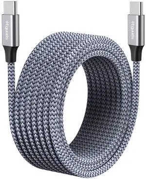 etguuds [ 30ft/9m USB C Cable to USB C, Extra Long USBC to USBC Cable QC3.0 Charging, Nylon Braided Type C 2.0 to Type C PD Charger Power Cord - Gray