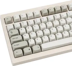 TIMSEKER 119 Keys Retro Minimalist Keycap, PBT MA Profile Keycap Set, Retro White and Grey Keyboard Key Cap, Dye Sublimation Mac Style Custom Key Cap for ANSI/ISO Layout Mechanical Keyboard
