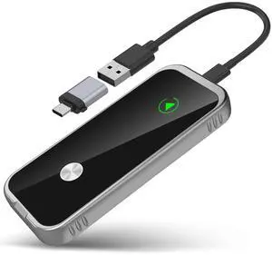 Trigizi 2-in-1 Wired to Wireless CarPlay and Android Auto Adapter Dongle Compatible with Apple iOS & Android Smartphones via USB or Type C, Bluetooth Music Streaming, High Performance-Slim Version