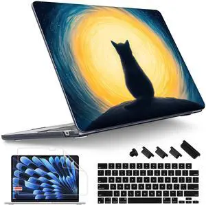 Tuiklol for M4 MacBook Air 13.6 inch Case 2025-2022 Release M2 Chip Model A3240 A3113 A2681, Plastic Hard Shell Cover for MacBook Air 13.6 Liquid Retina Display with Touch ID, Cat