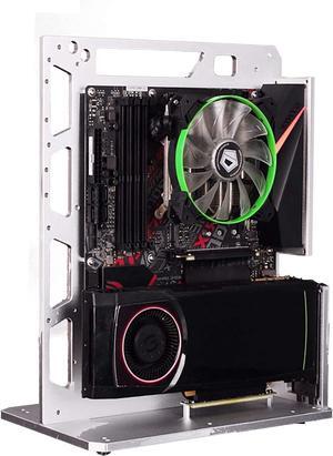 PC Case Test Bench Computer Chassis Aluminum Open Air Compatible ATX MATX ITX Motherboard Computer Cooling Vertical Personalized Chassis Silver
