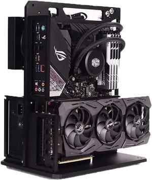 PC Case Test Bench Computer Chassis Aluminum Open Air Compatible ATX MATX ITX Motherboard Computer Cooling Vertical Personalized Chassis Black