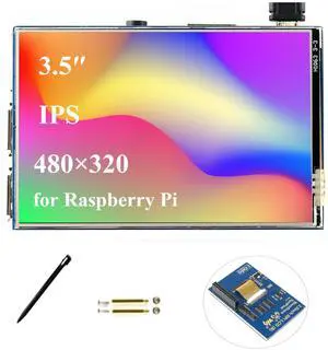 UeeKKoo 3.5inch Touch Screen Compatible with Raspberry Pi 5/Pi 4B/3B+/3B/Zero/Pi Zero 2W/Zero W/Zero WH/CM5/CM4, 480x320 IPS Display, 160deg Viewing Angle, SPI Touch Port