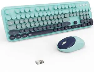 Ubxxziy Wireless Keyboard and Mouse Combo with Switch Button- 2.4GHz Cordless Typewriter Keyboard | Auto-Sleep | USB Receiver for Windows PC/Laptop - Blue Gradient