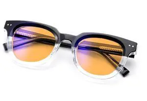 UrbanLens Blue Light Blocking Reading Glasses Amber Blue Blocker Lens - For Better Sleep, Reduce Eye Strain for Women + Men (Black/Clear, 1.25, x)