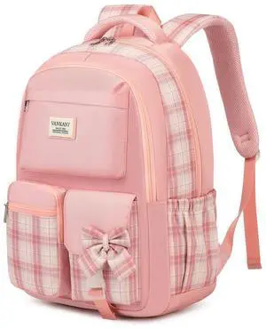 VANKANY School Backpack for Girls, Cute Women Bookbag with Laptop Compartment for Teens College Student Mochilas Escolares para Ninas (Pink)