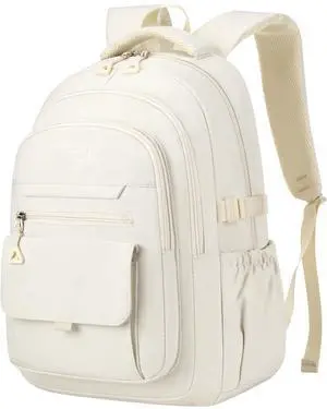 VANKANY Cute Backpacks for Girls, Teens Aesthetic High School Laptop Backpack College Student Women Bookbag, Mochilas Escolares para Ninas, Beige