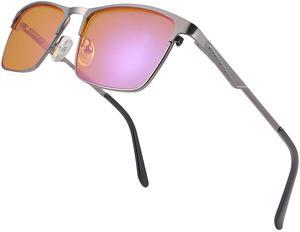 Vepiant Blue Light Blocking Glasses Photochromic Transition Sunglasses Retro UV Protection Spring Hinge Computer Eyewear for Men Women Anti Glare Smart Tint Full Rim Anti Eyestrain Gaming Eyeglasses