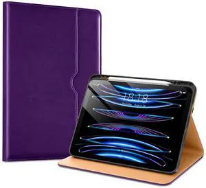VIKESI Case for iPad Air 13 inch (M3) 2025 / (M2) 2024,Premium Leather Folio,Apple Pencil Holder,Auto Sleep/Wake,Stand Cover - Dark Purple