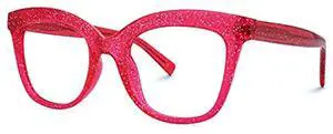 Voogueme Cat Eye Glitter Bright/Pink Blue Light Blocking Glasses for Women Berniece OT157359-04