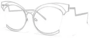 VOOGLAM Oversize Cat Eye Eyeglasses for Women with Non-prescription Clear Lens in Silver Metal Frame Maggie GM0340