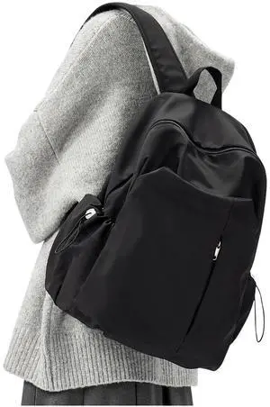 weradar Black Backpacks For School Waterproof Simple School Bag Casual College Backpack For Women Men Middle School Backpack Aesthetic Bookbag For Girls Boys