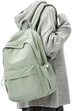 WEPOET Simple School Backpack For Women Men Aesthetic Medium Backpack Lightweight Casual Daypack College Backpacks Cute Bookbag for Teens Girls Boys Basic Bagpack(Green)