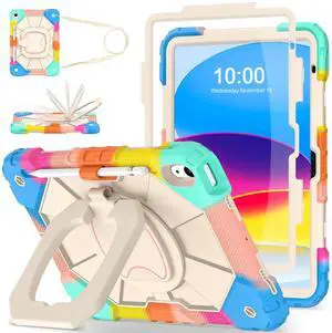 WESOROL Case for iPad (A16) 11th/10th Generation 2025/2022 with Screen Protector Rotating Stand Pencil Holder Shoulder Strap Heavy Duty Shockproof Cover for iPad 10th Gen Case Kids,Colorful Blue