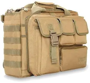 Tactical Briefcase, tactical computer bag 14.1" 15.6 In Men's Military Laptop Messenger Multifunction Briefcase for Men (Khaki-15.6 Inch)