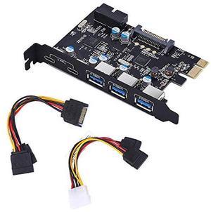 YEELIYA PCI-E to Type C (2),Type A (3) USB 3.0 5-Port PCI Express Expansion Card Expanding 2 USB 3.0 Ports with Internal 19-Pin Connector for Window 7/8/10/XP/Vista