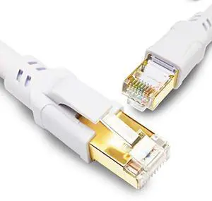 Yauhody CAT8 Ethernet Cable 100FT, 40Gbps High Speed SFTP 2000MHz Gigabit Internet Network LAN Patch Cord for Gaming, Router, Modem (100ft White)