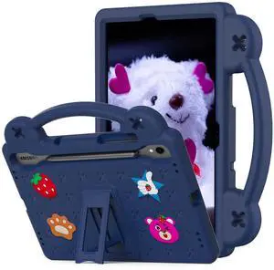 YRH for Samsung Galaxy Tab S9 FE Case, for Galaxy S10 FE Case, 10.9-inch, Kids EVA Shockproof Tablet Cover with Stand Handle Dolls, Darkblue