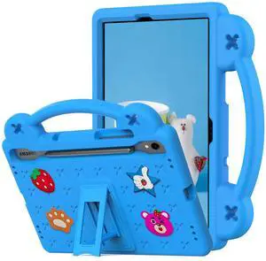 YRH for Samsung Galaxy Tab S9 FE Case, for Galaxy S10 FE Case, 10.9-inch, Kids EVA Shockproof Tablet Cover with Stand Handle Dolls, Blue