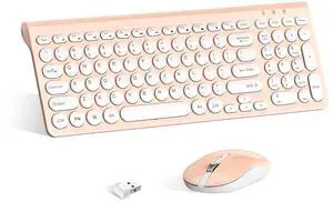 YXLILI Wireless Keyboard and Mouse Combo - Silent Click, 12-Month Battery, Military 2.4G Stability, Ultra-Slim Space-Saving Design with Numpad, Universal Compatibility for Windows/Mac/Linux-Pink