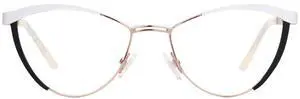 Zeelool Women's Metal Browline Cat Eye Glasses Frame with Clear Lens Sydney FM0125-02 White