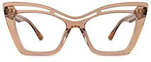 Zeelool Trendy Acetate Oversized Cat Eye Blue Light Blocking Glasses Computer Eyewear for Women Arsolon ZJGA165651-03 Champagne