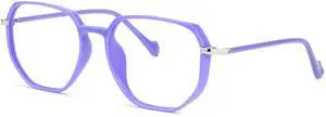 Zeelool Blue Light Blocking Glasses, Geometric Glasses Frame for Women Eyeglasses with Clear Lenses Anti Eyestrain & UV from Computer/TV/Phone ZJGP438242-04B