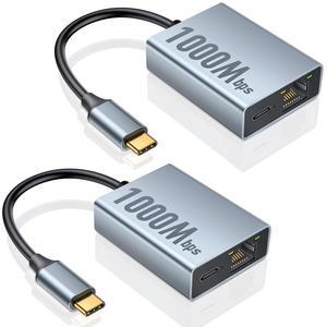 ZEXMTE 1000Mbps Ethernet Adapter for Chromecast with Google TV, USB C to RJ45 Gigabit Ethernet Adapter Compatible with Chromecast with Google TV HD/4K, Laptop, Tablet, 2 Pack