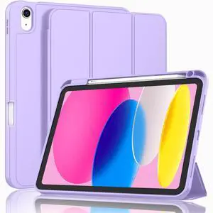 ZryXal iPad (A16) Case/iPad 10th Generation Case [11-Inch 2025/10.9 Inch 2022] with Pencil Holder, Smart Cover with Soft TPU Back [Support Auto Wake/Sleep] (Clove Purple)